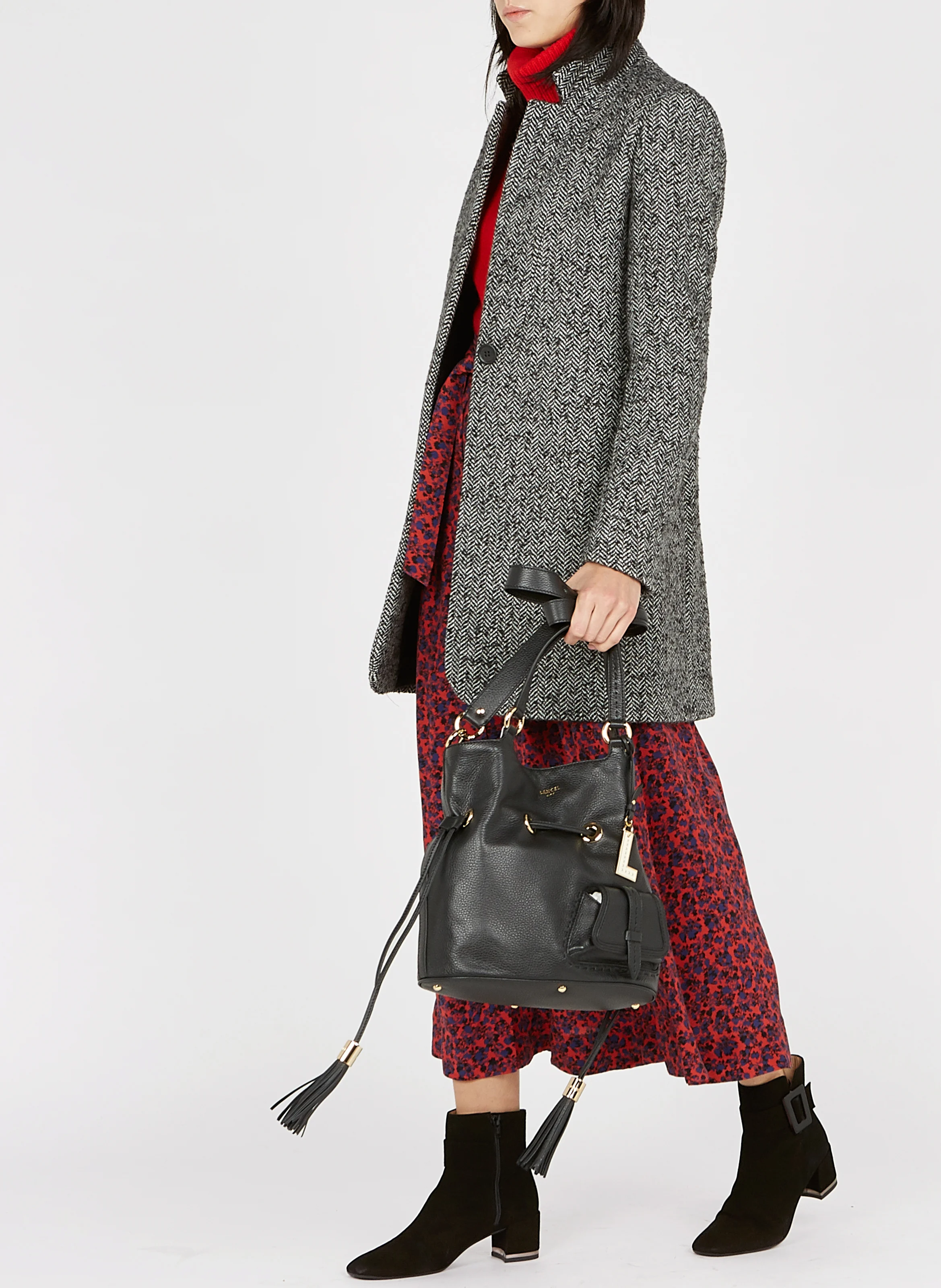 Sac seau en cuir grainé | Noir