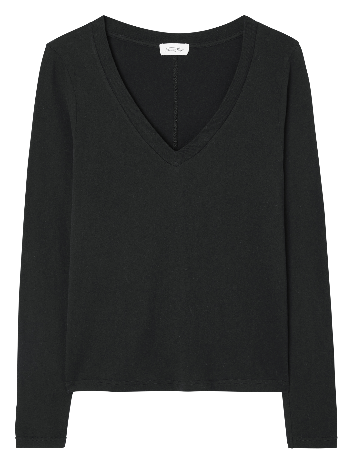 GAMIPY - Tee-shirt col V droit en coton | Noir