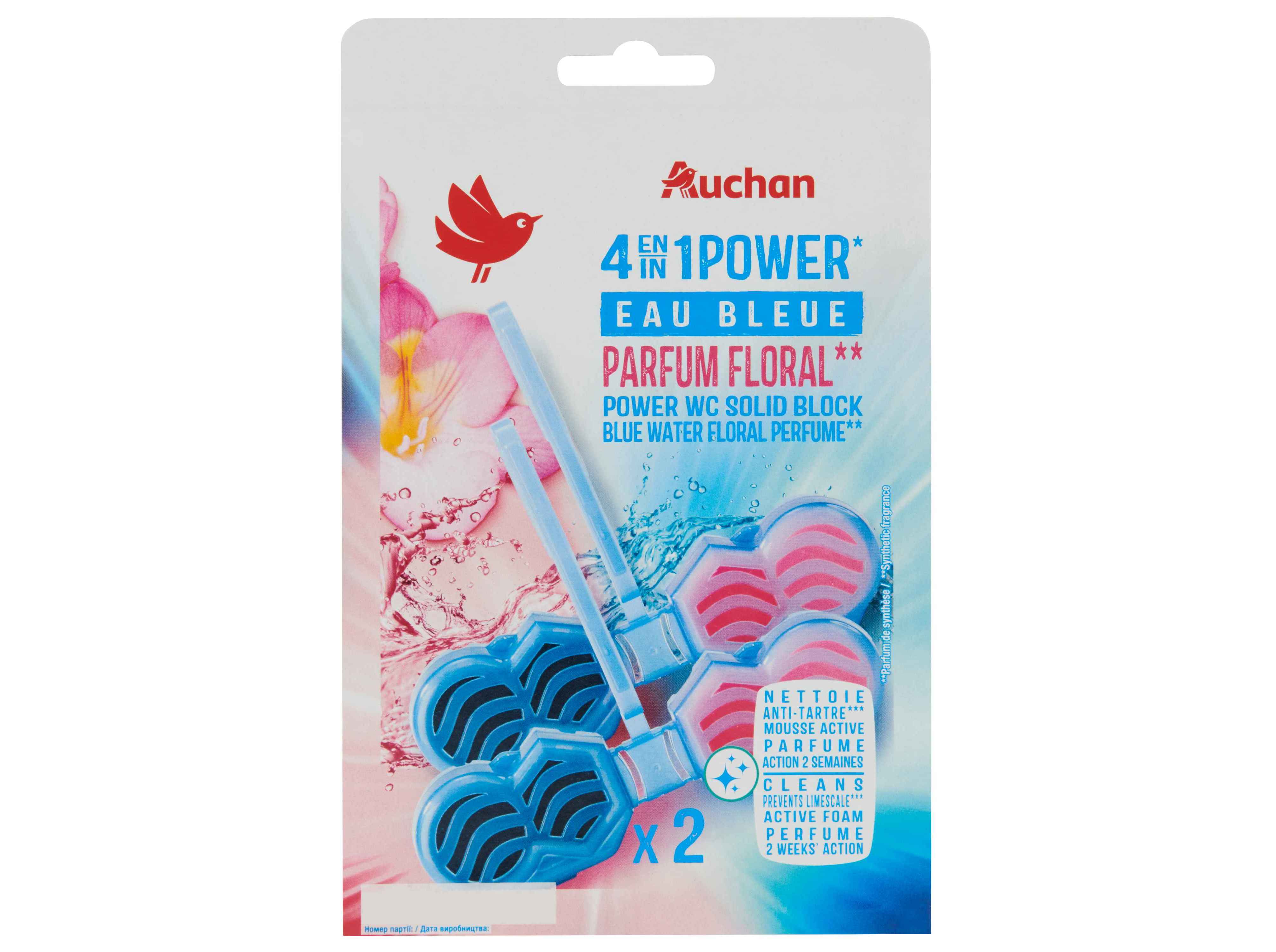 BLOCO WC 4EM1 POWER AUCHAN ÁGUA AZUL FLORAL 2UN