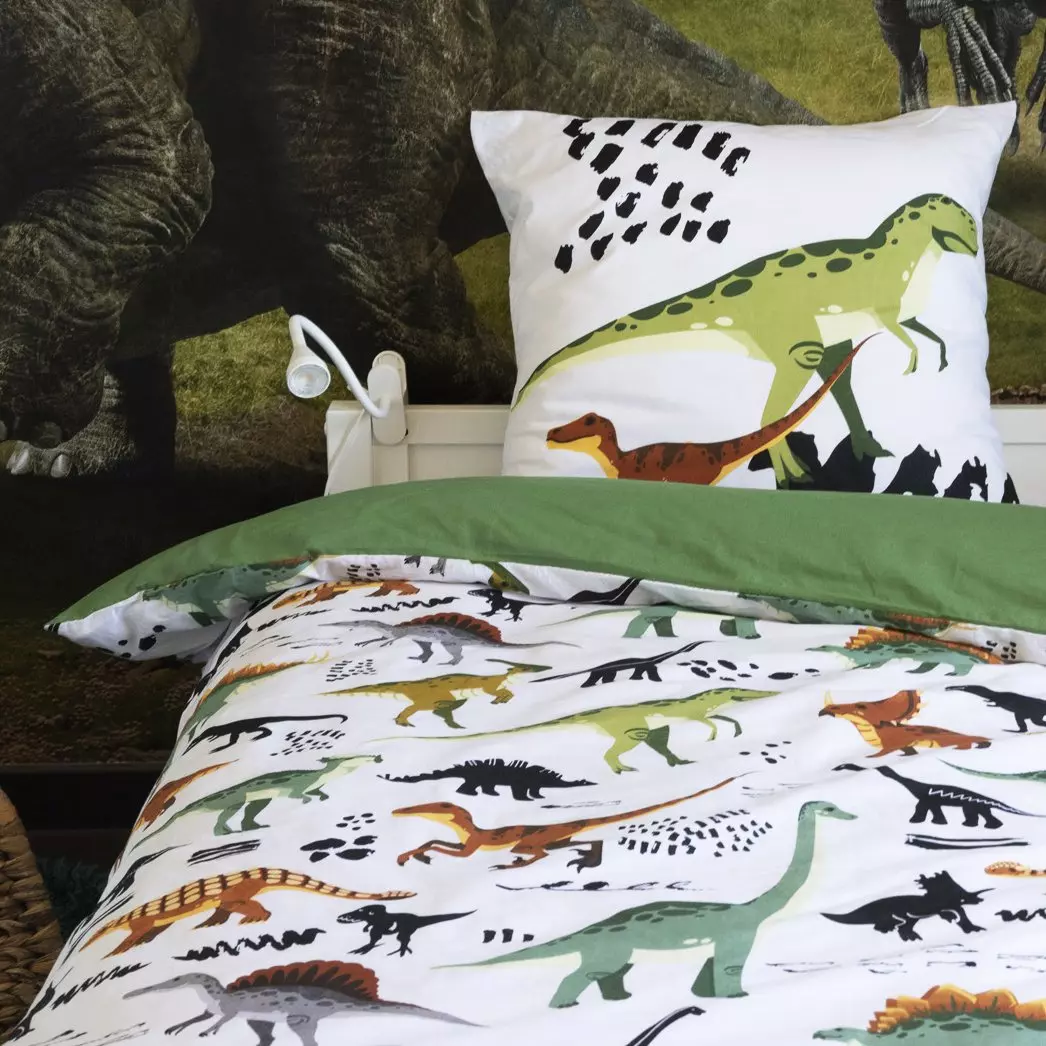 Housse de couette et deux taies enfant coton (240 x 220 cm) Cretace Verte