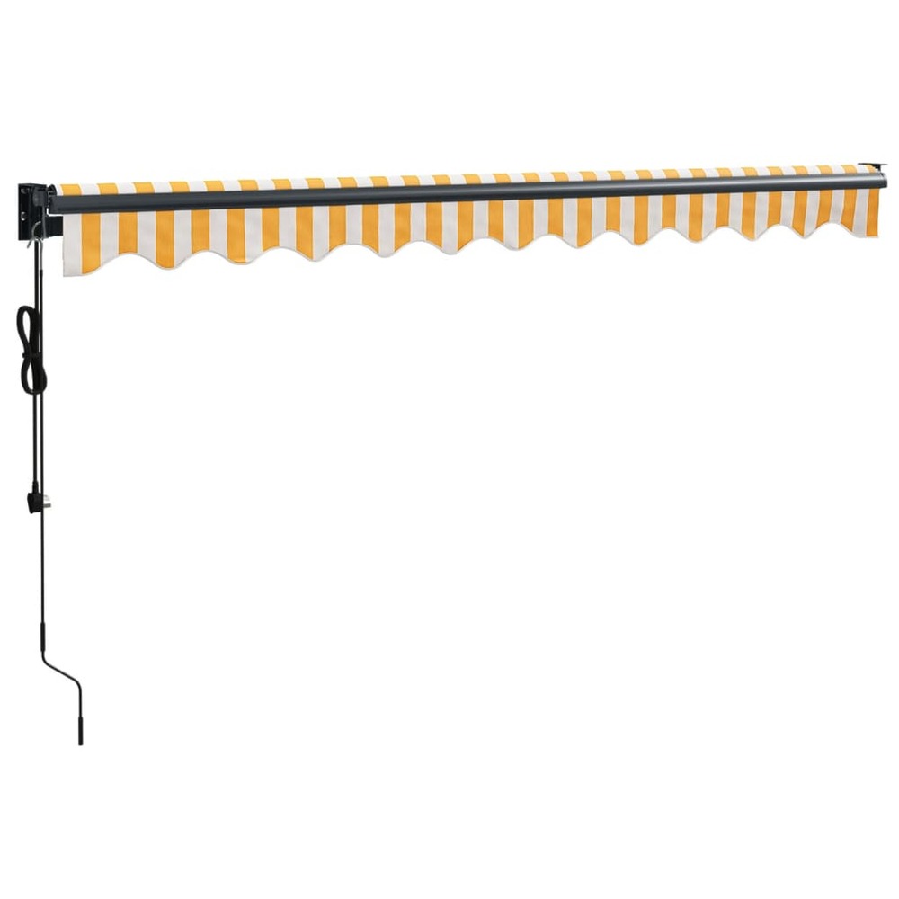 Auvent rétractable automatique jaune et blanc 3,5x2,5 m