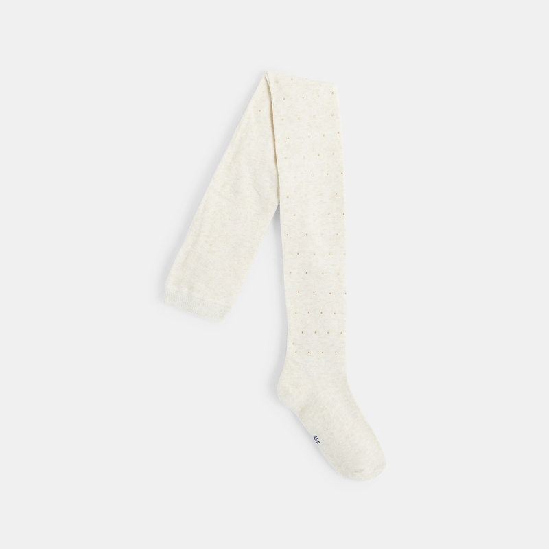 Collants chauds à petits pois beige fille