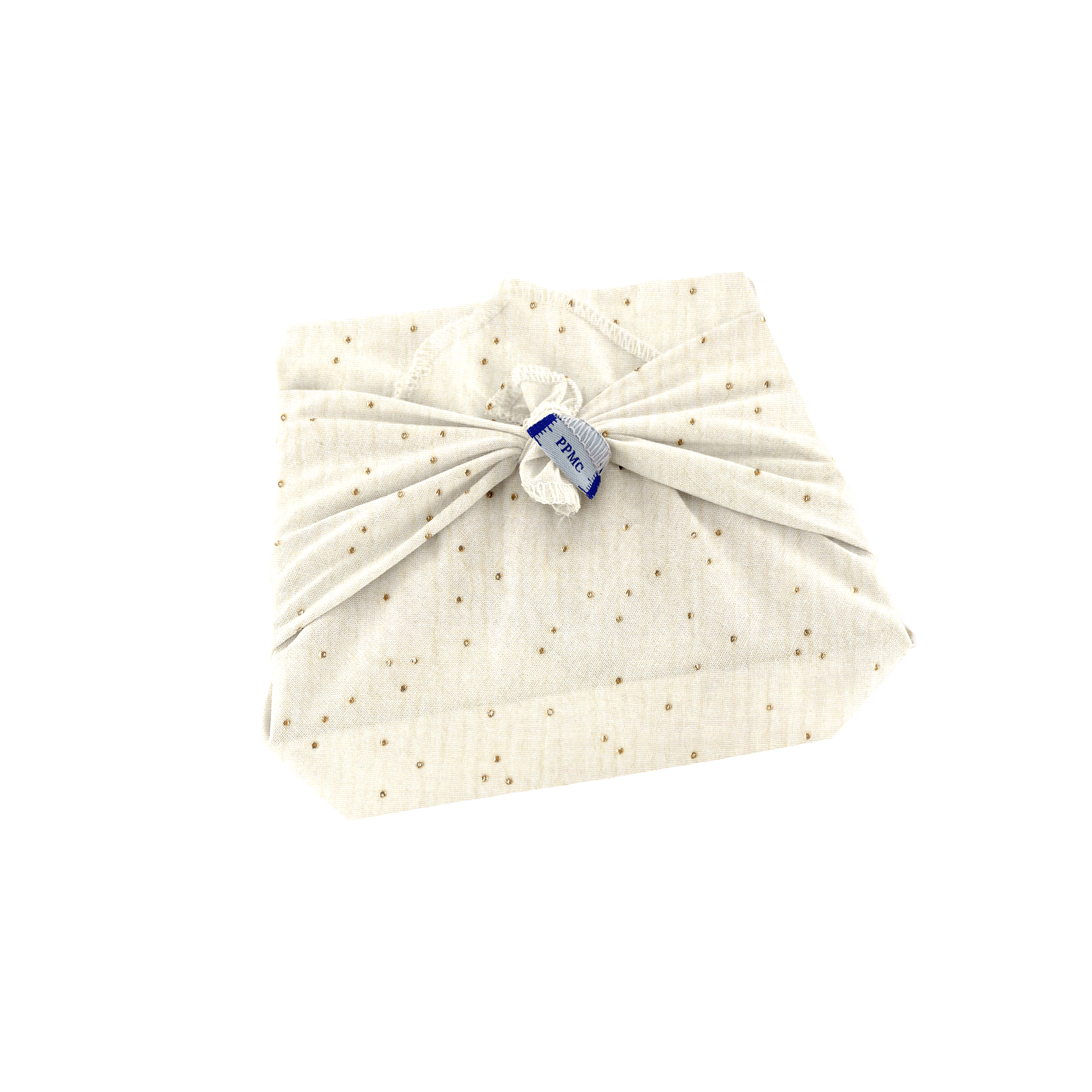 Furoshiki Petit 35 X 35 Cm Gaze Pois Or Écru
