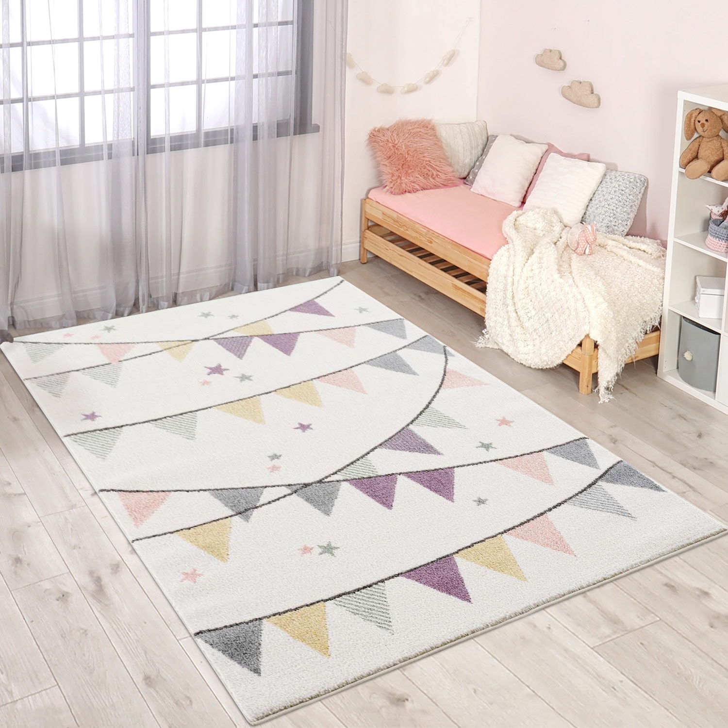 Carpet City Kinderteppich »Anime9381« rechteckig 11 mm Höhe Spielteppich, Wimpel, Weicher Flor, Pflegeleicht, Kinderzimmer