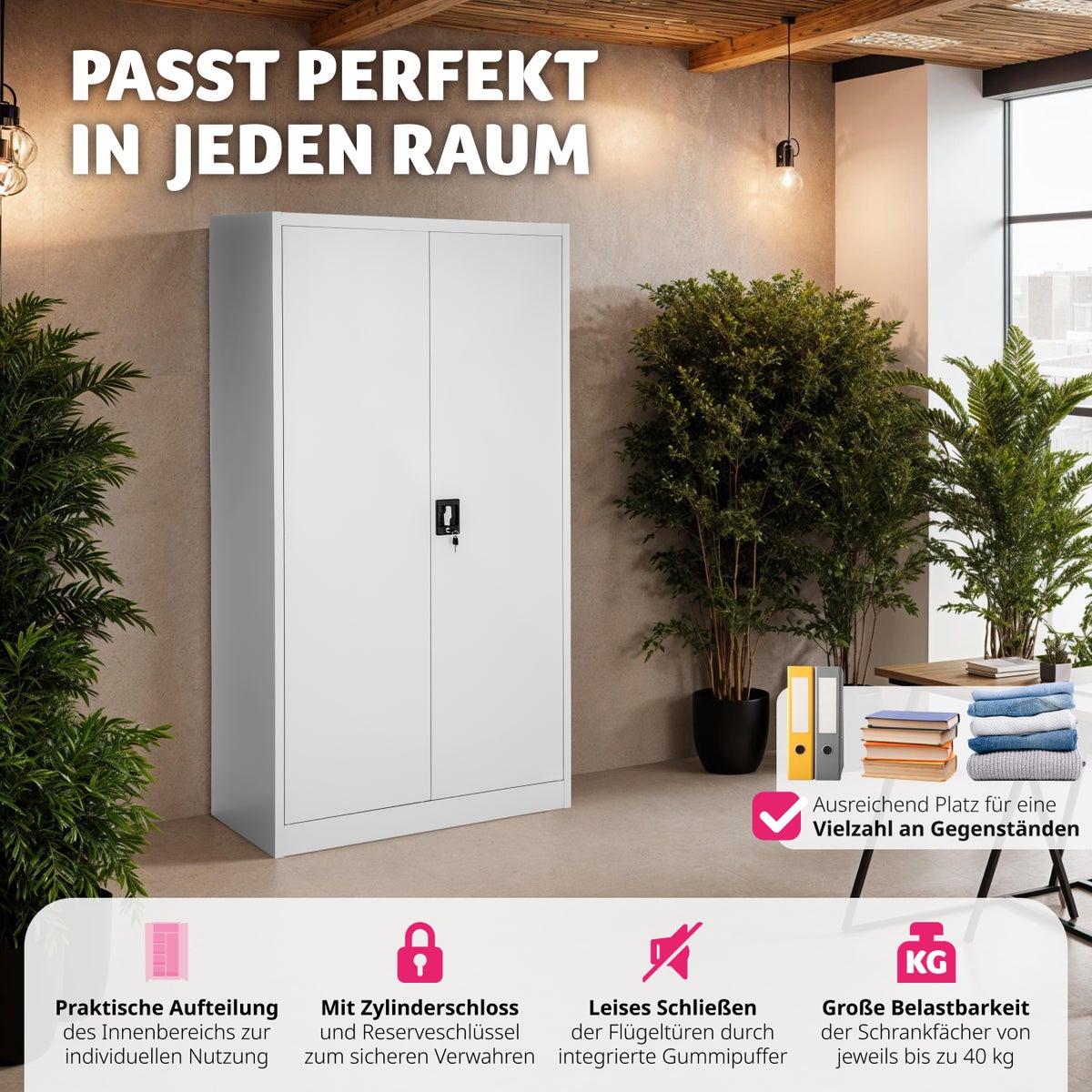 tectake locker van gepoedercoat staal, 180 x 80 x 40 cm