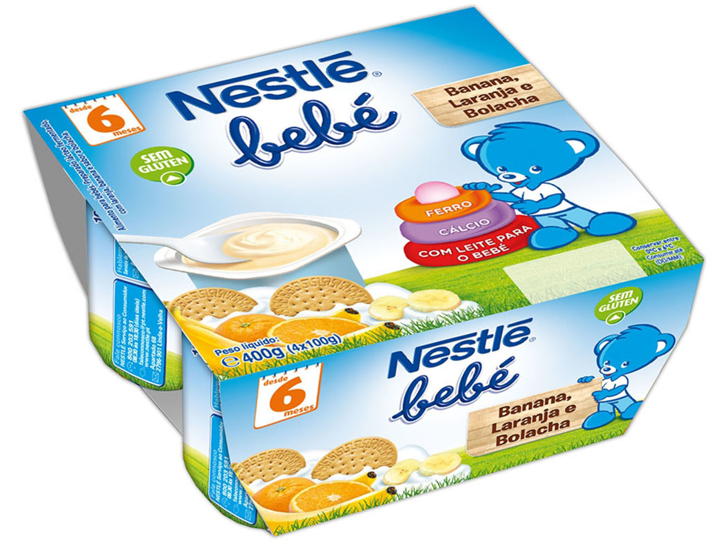 INFANTIL NESTLÉ BEBÉ BANANA LARANJA E BOLACHA 4X100G