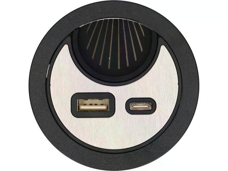 Max Hauri USB-Ladesteckdose USB A C mit Kabeldurchführung, Kabeldurchführung mit USB A und USB C Charger