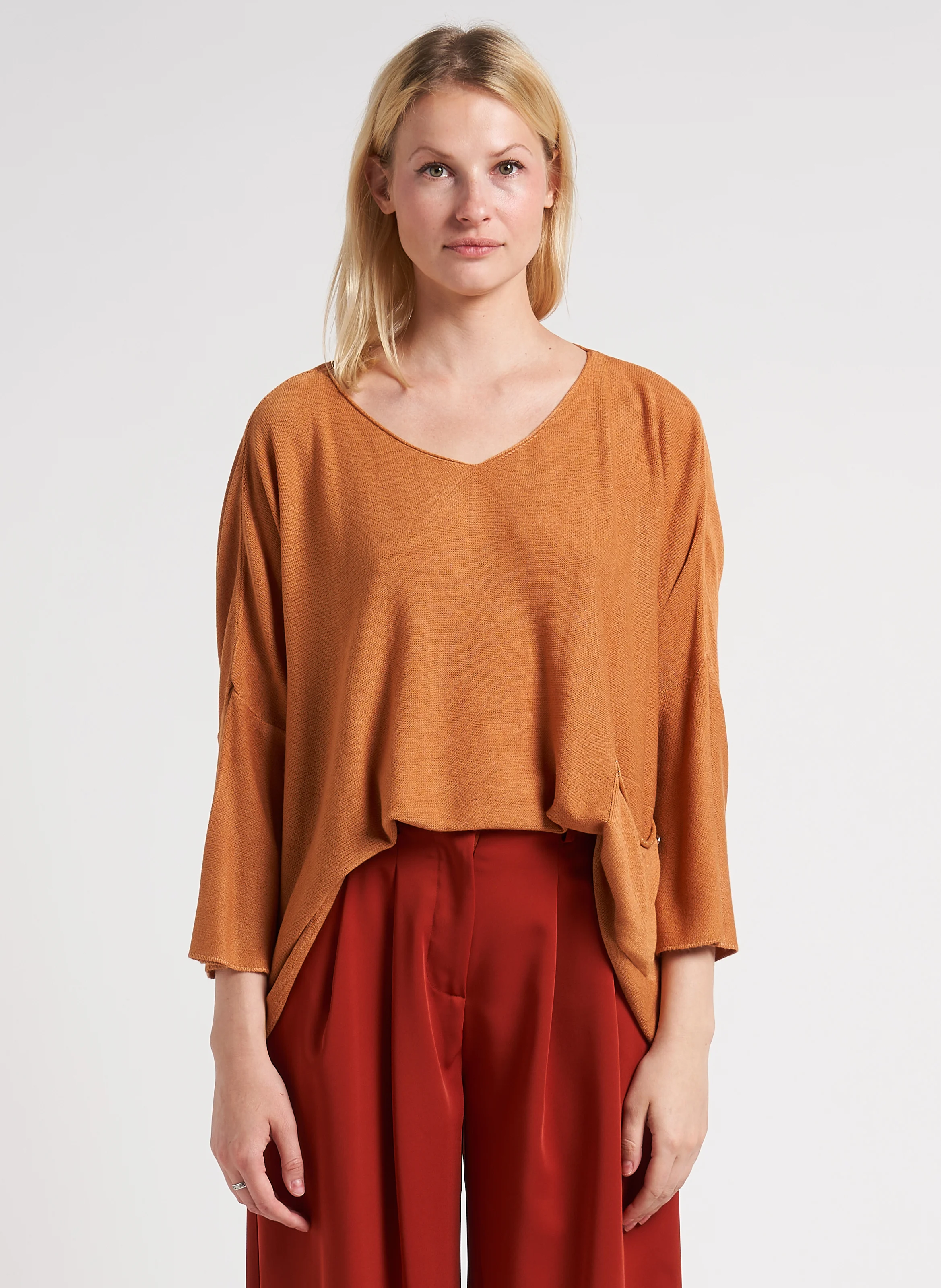 Pull col V oversize | Marron