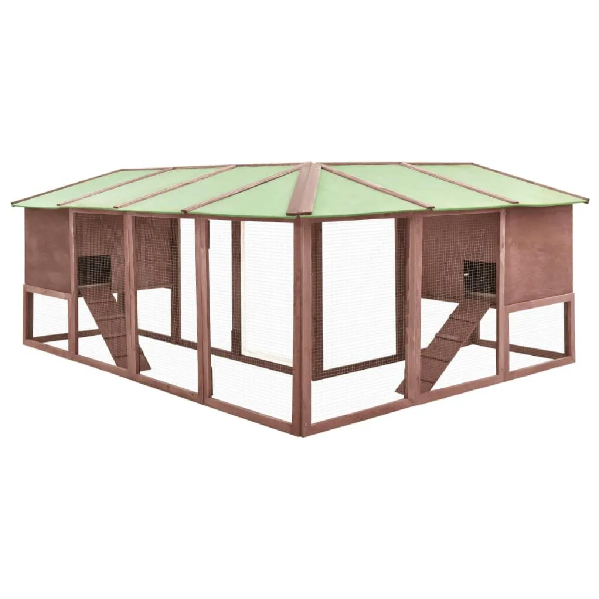 Helloshop26 Clapier avec piste 250 x 192 x 105 cm Moka et Blanc