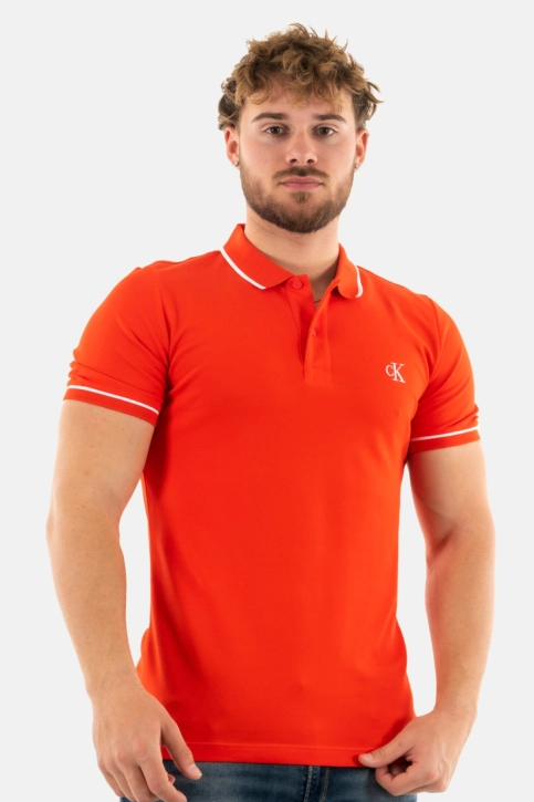 Polos calvin klein jeans tipping slim polo xa7 fiery red