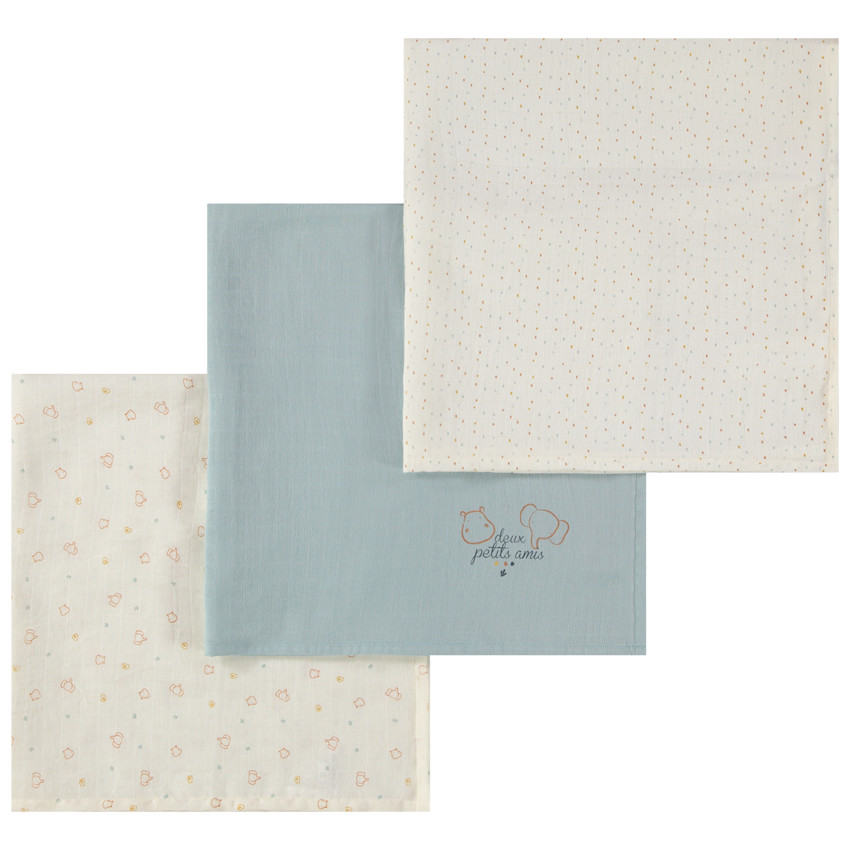 Lot de 3 langes fantaisie en tetra pour bébé