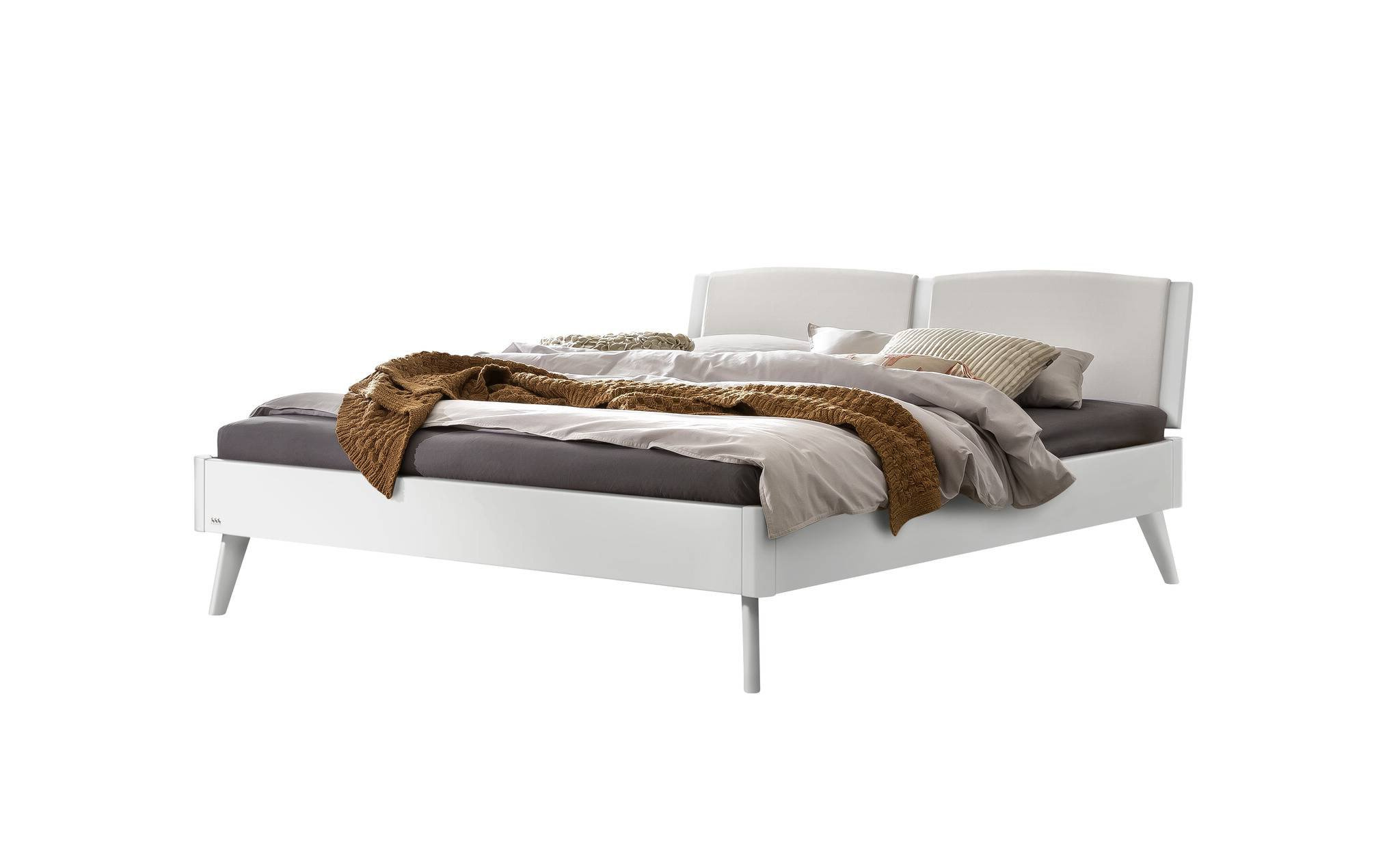 Holzbett HASENA FABRO 140X200cm Höhe 20cm Buche Buche weiß mit KUL weiß