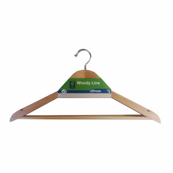 Cabides Mondex Traje Ecológico Natural Madeira 3 Unidades (43 X 22,5 cm) - BB.S7918337