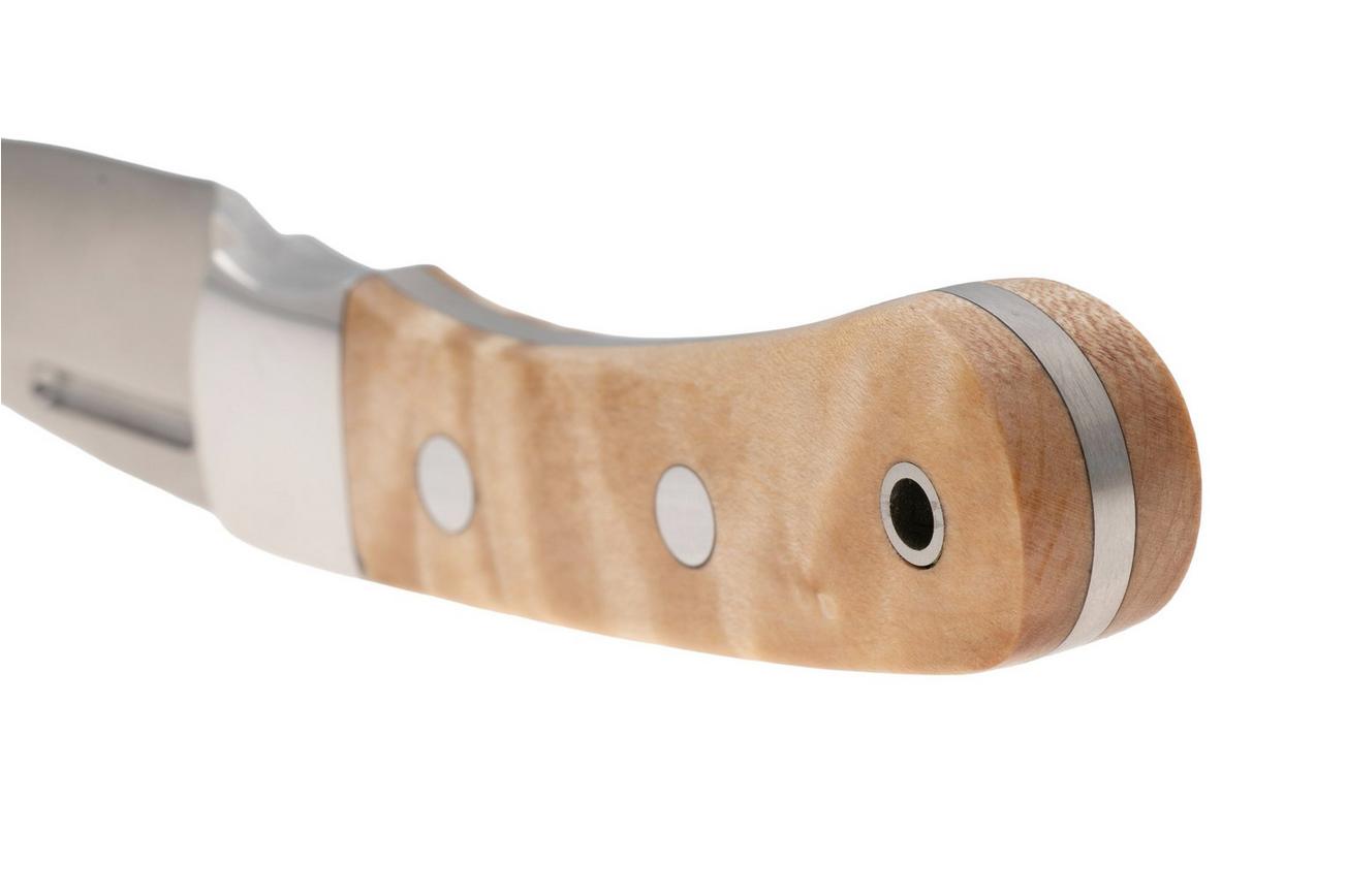Bark River Essential CPM MagnaCut, Natural Curly Maple, vaststaand mes