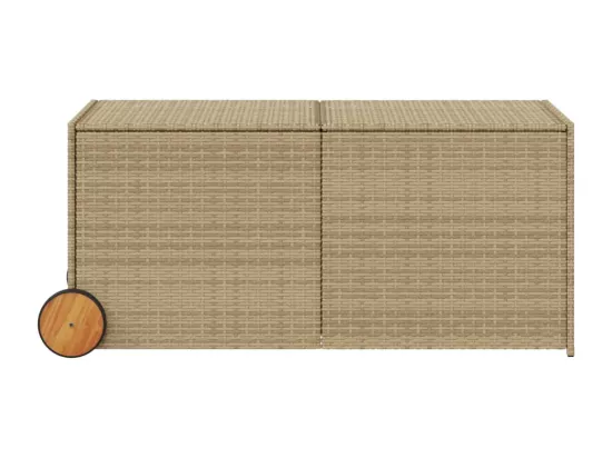 Boîte de rangement de jardin et roues mélange beige 283L rotin