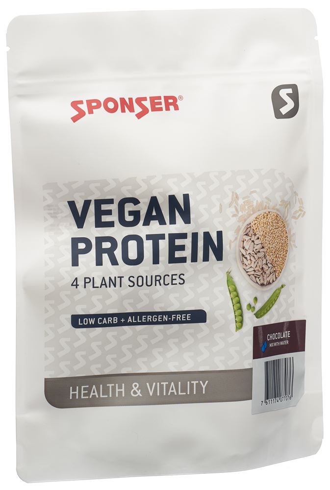 SPONSER Vegan Protein<br>480 g, Beutel, Pulver, Chocolate
