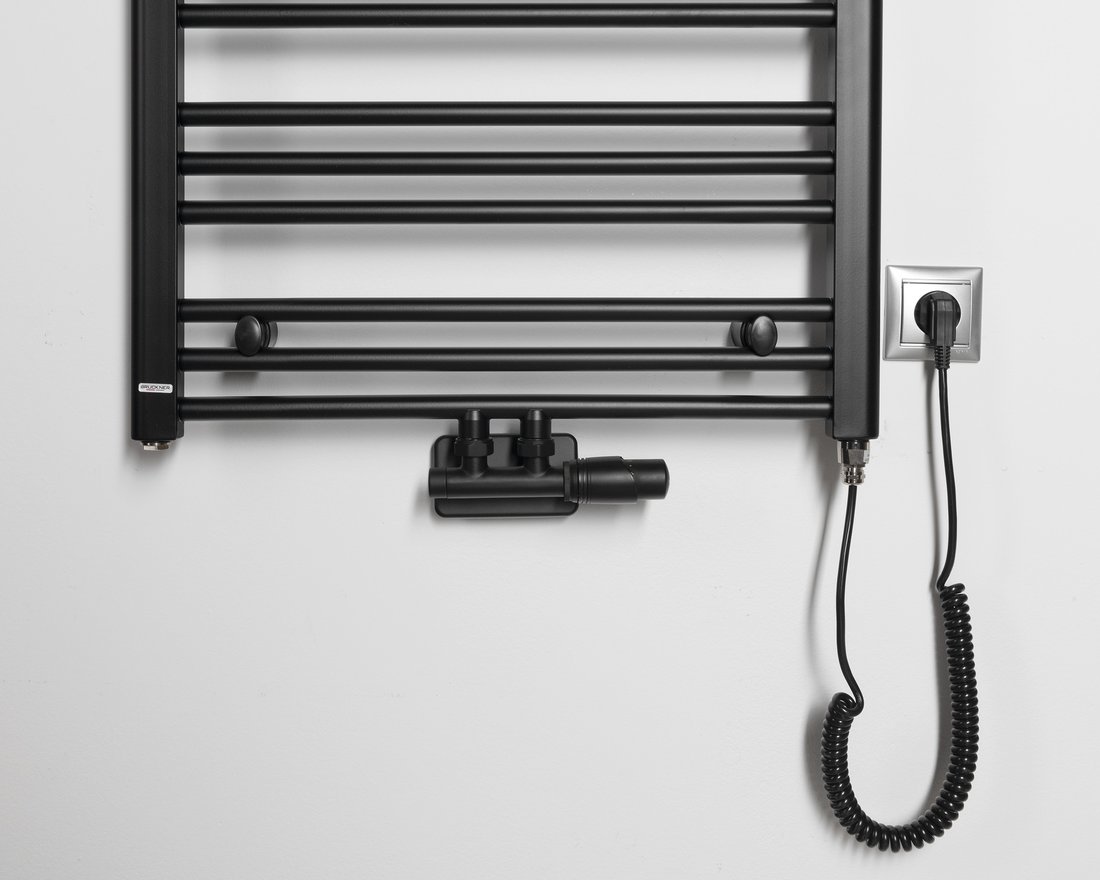 Aqualine handdoek radiator verwarmings element 400Watt - 43cm zwart mat