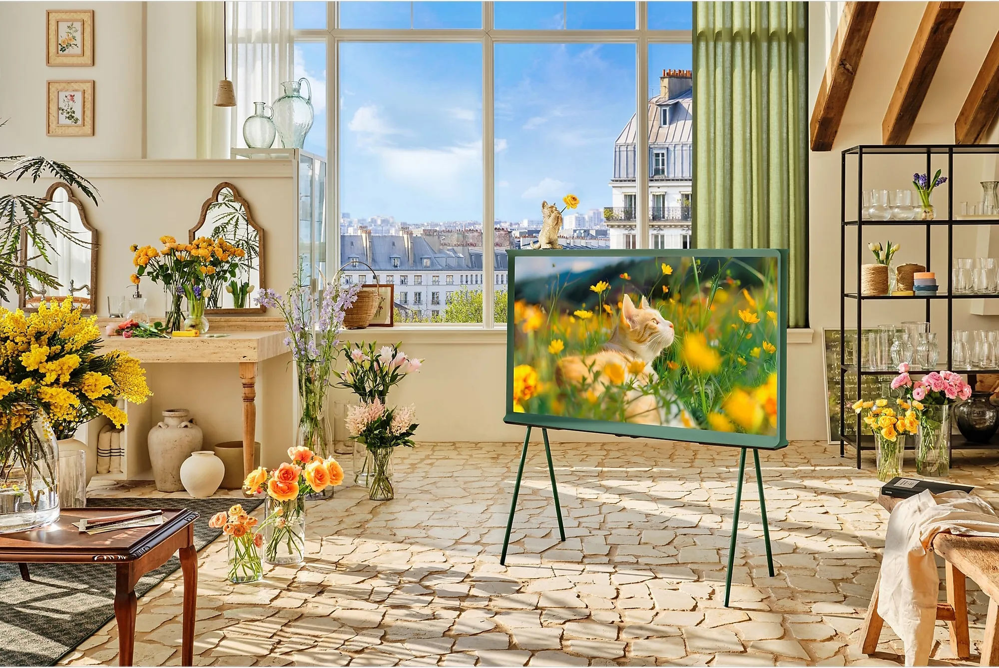 Samsung The Serif 2024 TQ50LS01D Vert Lifestyle TV