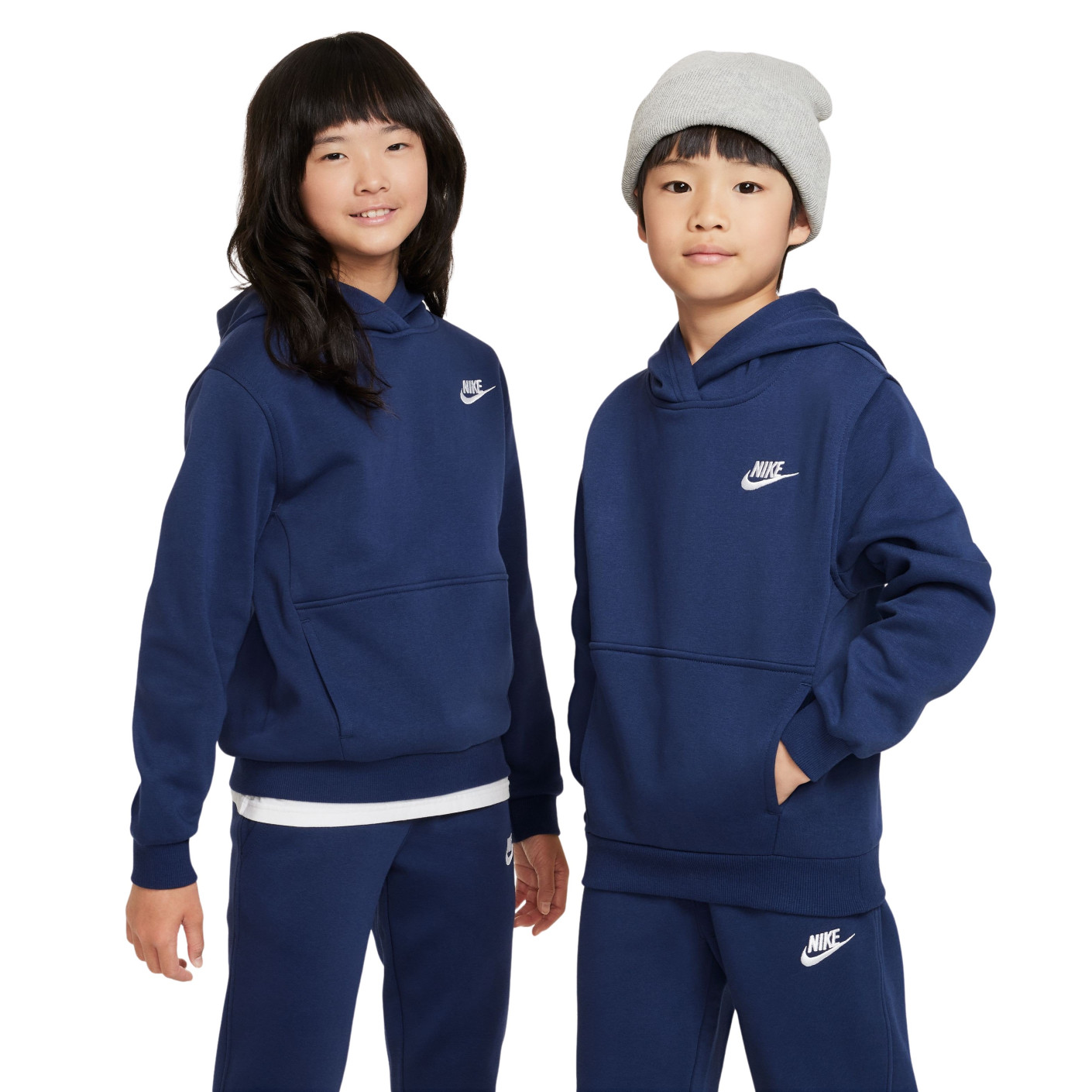 Nike Sportswear Club Fleece Hoodie Kids Donkerblauw Wit