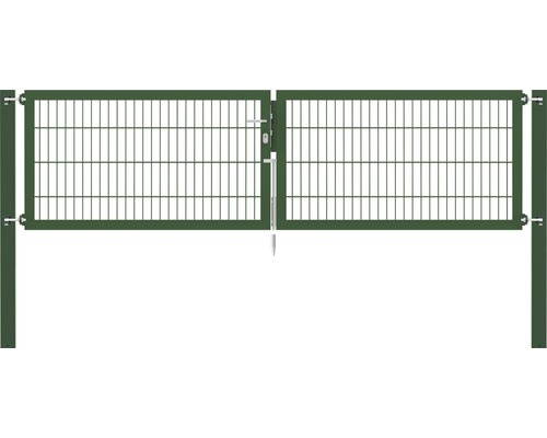 Dubbele poort van metaalgaas, ALBERTS Flexo Plus 8/6/8, 300 x 80 cm, inclusief palen 10 x 10 cm, groen