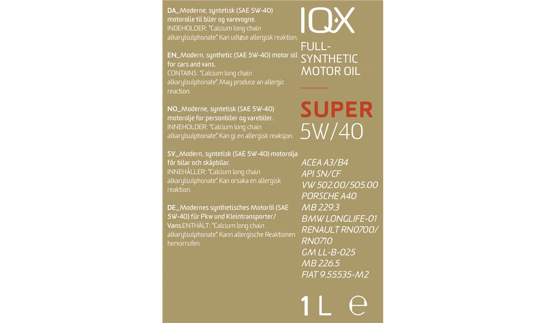 IQ-X SUPER 5W/40 motorolie, 1 liter