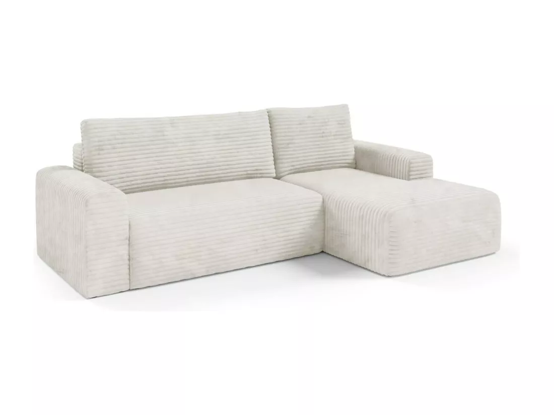 Canapé d'angle convertible en velours côtelé SONTII Creme