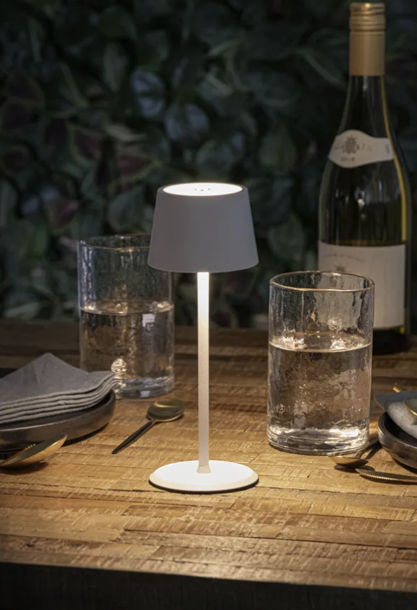 Monte Carlo LED Akku Tischleuchte Home Deko Nachttisch Lampe Kabellose Beleuchtung mit Touch Steuerung IP54 (LP-MC-WT) - Weiss