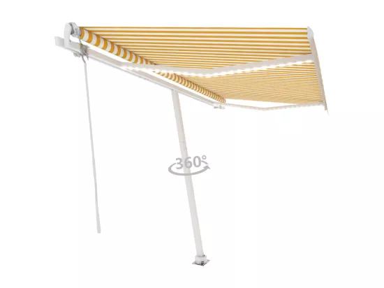 Auvent automatique capteur de vent/LED 400x300cm Jaune et blanc