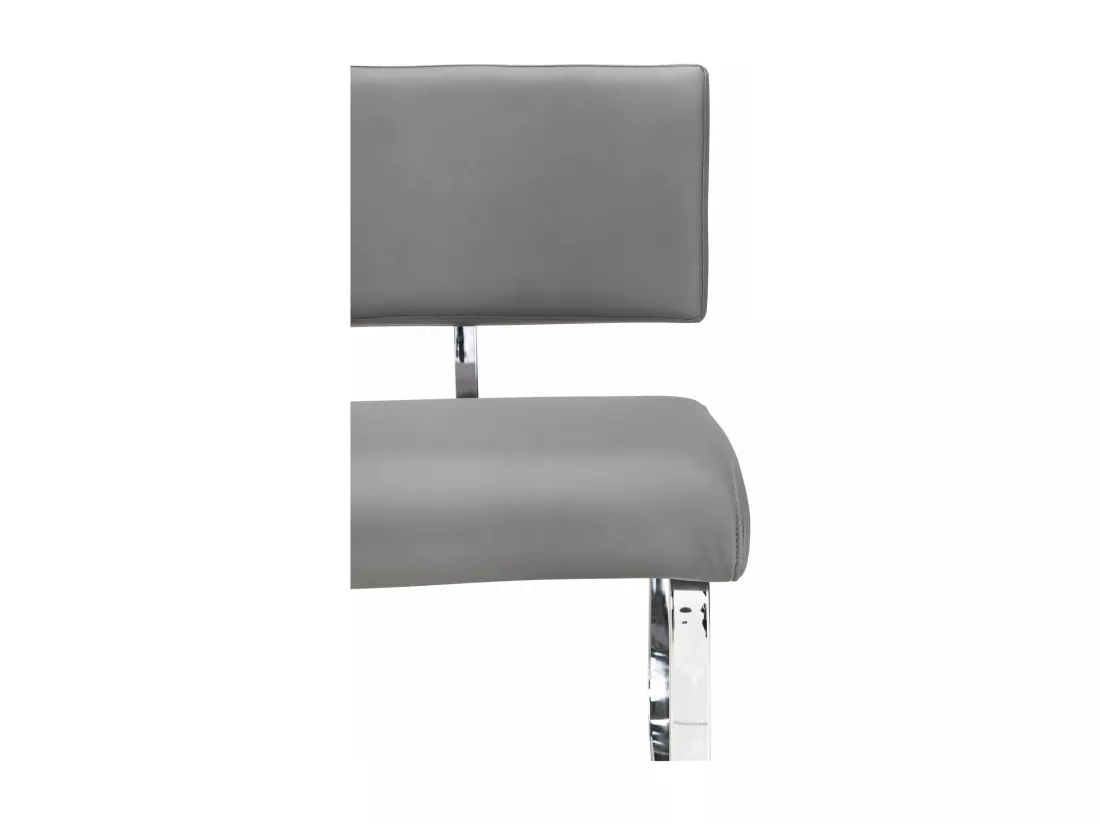 Banc design VILAS siège avec 3 places, banquette au piètement chromé et dossier au revêtement synthétique gris