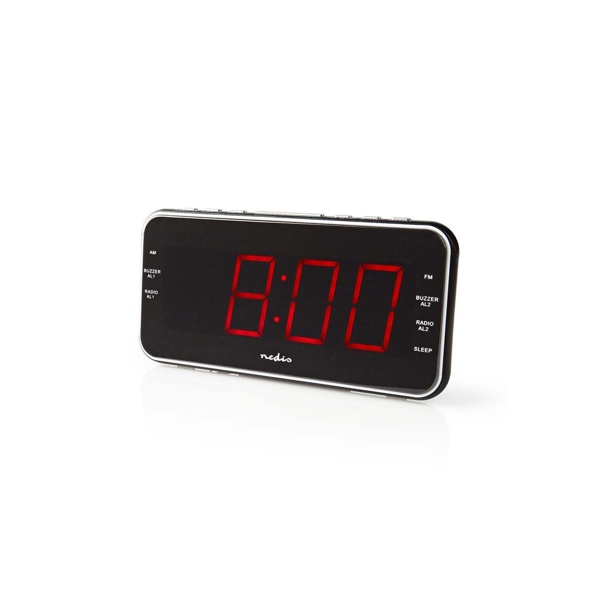 Nedis Digital Alarm Clock Radio | LED Vise | 1x 3.5 mm Lyd inngang | Tidsframskriving | AM / FM | slumrefunksjon | Sleep timer | Antall alarmer: 2 | Sort