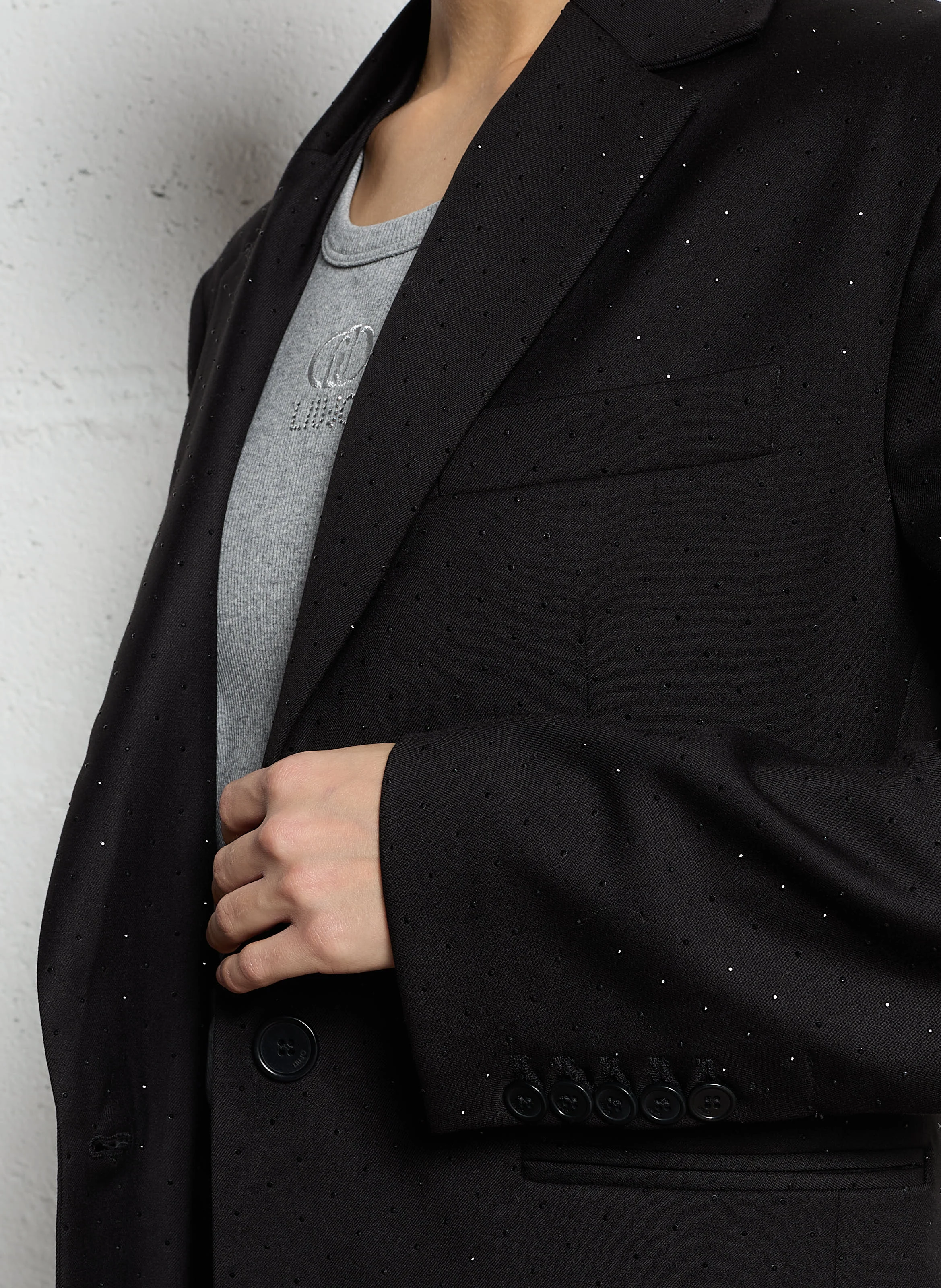 Veste tailleur à strass | Noir