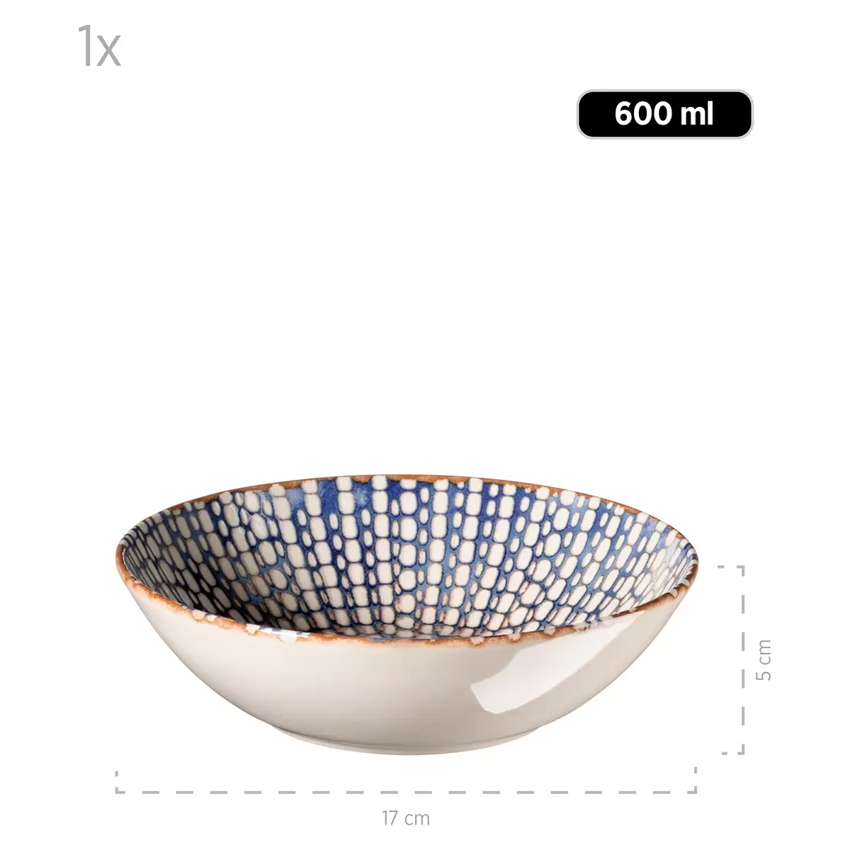 Salatschüssel-Set 5tlg. IBERICO BLUE blau,rot,weiss