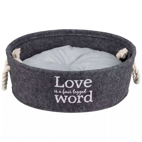 Cama redonda Lian para cães com alças, cinza