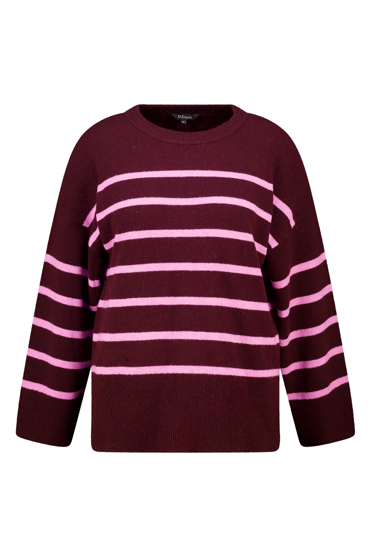 Gebreide trui met strepen en split Multi Pink