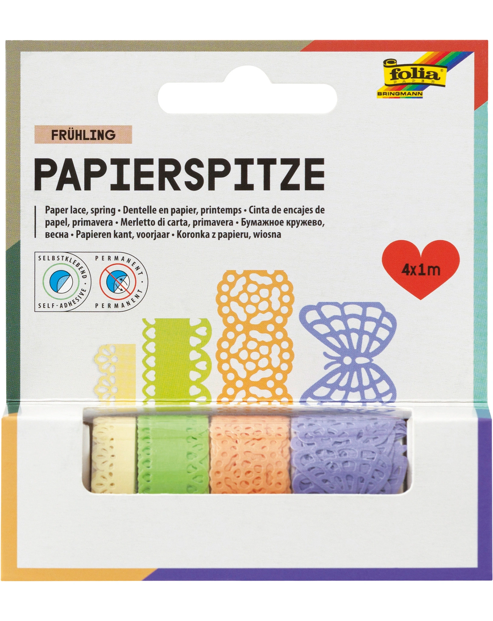Deko-Klebeband SPITZE FRÜHLING 4er-Set