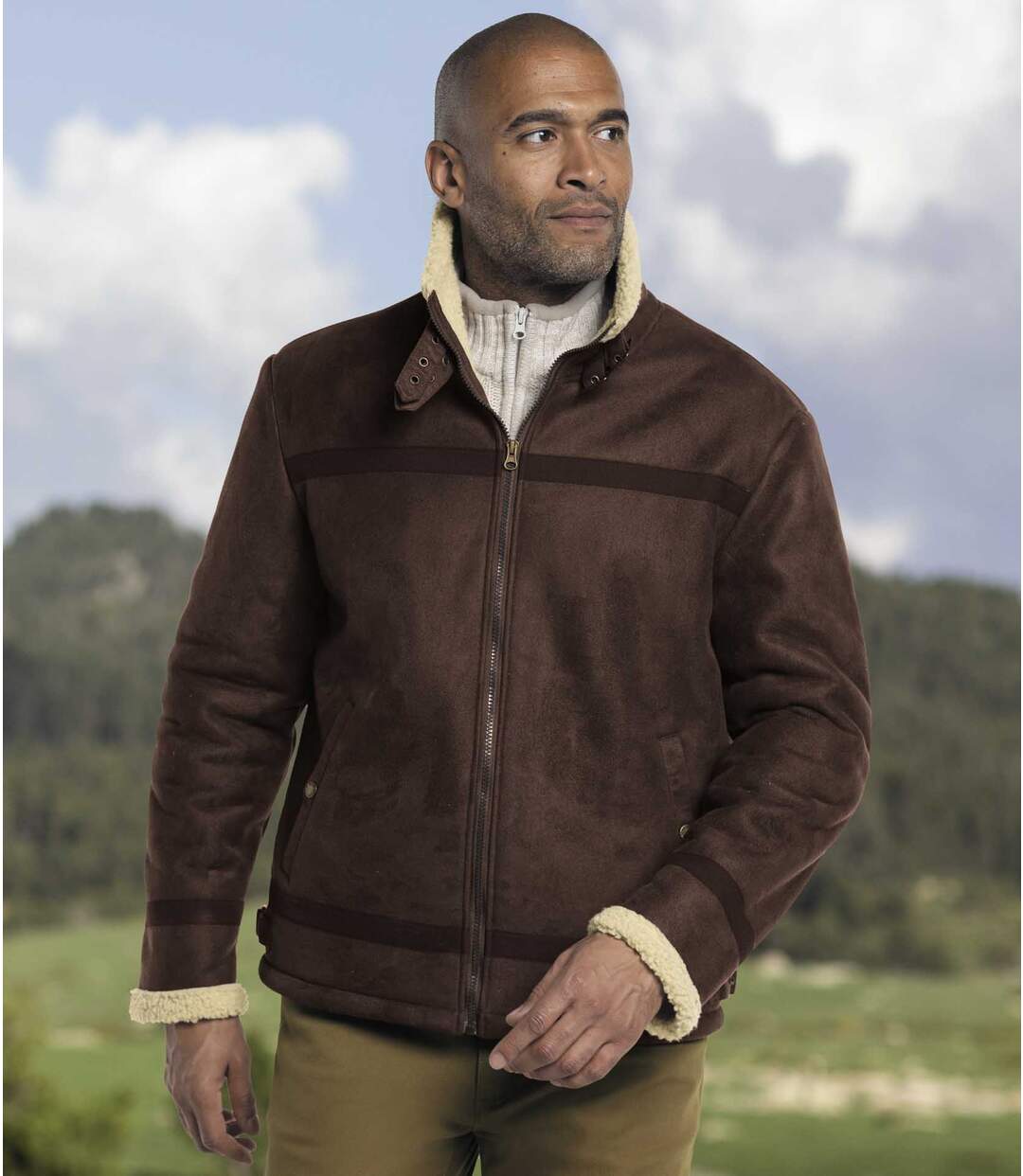 Blouson Aviateur Suédine Doublé Sherpa