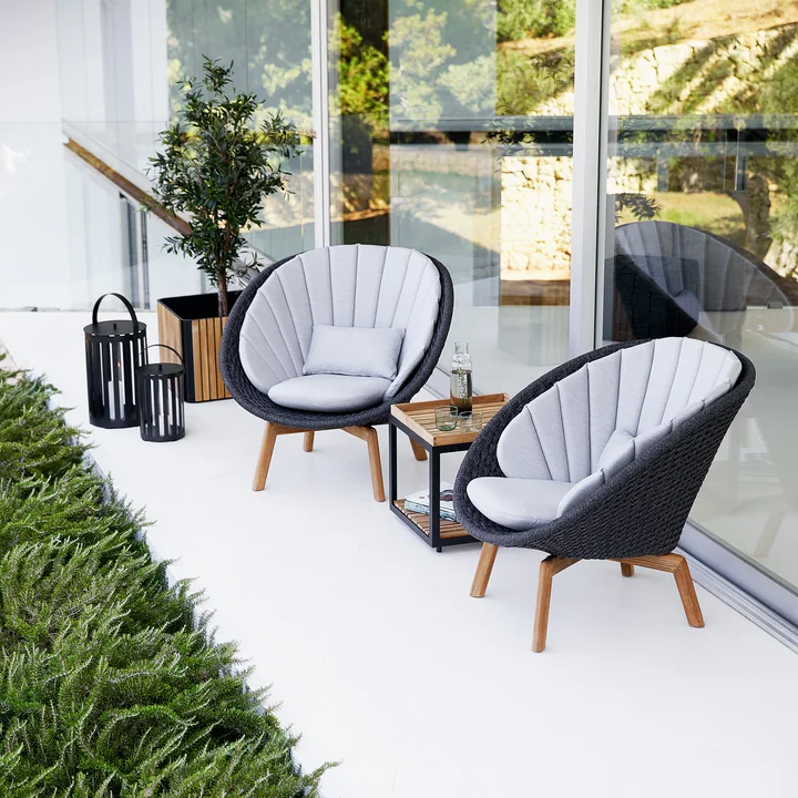 Cane-line - Peacock Lounge Sessel (5458) Outdoor, Teak / dunkelgrün