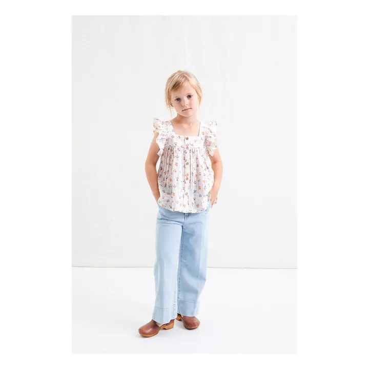 Tocoto Vintage Top Carreaux Fleur | Ecru