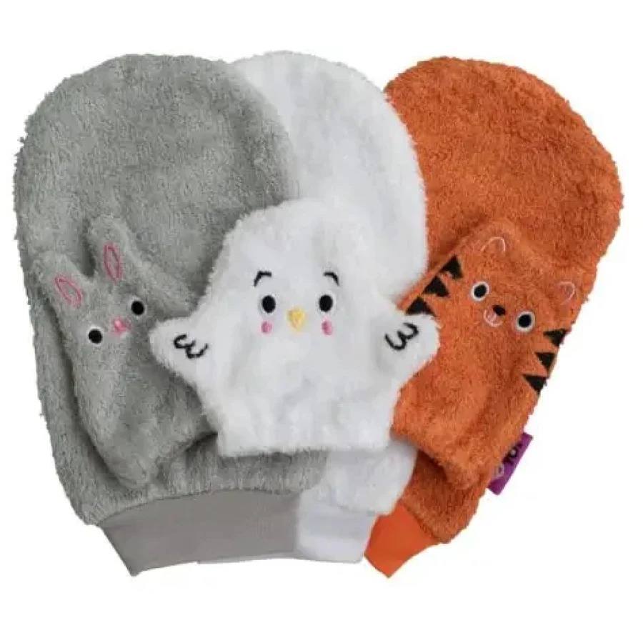 TidyTot Waschhandschuhe Tidy Tot Bambus Waschhandschuhe 3 Paar MausPinguinTiger