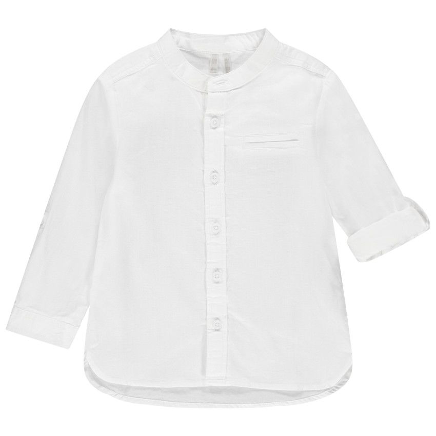 Chemise manches longues uni à col mao - Blanc
