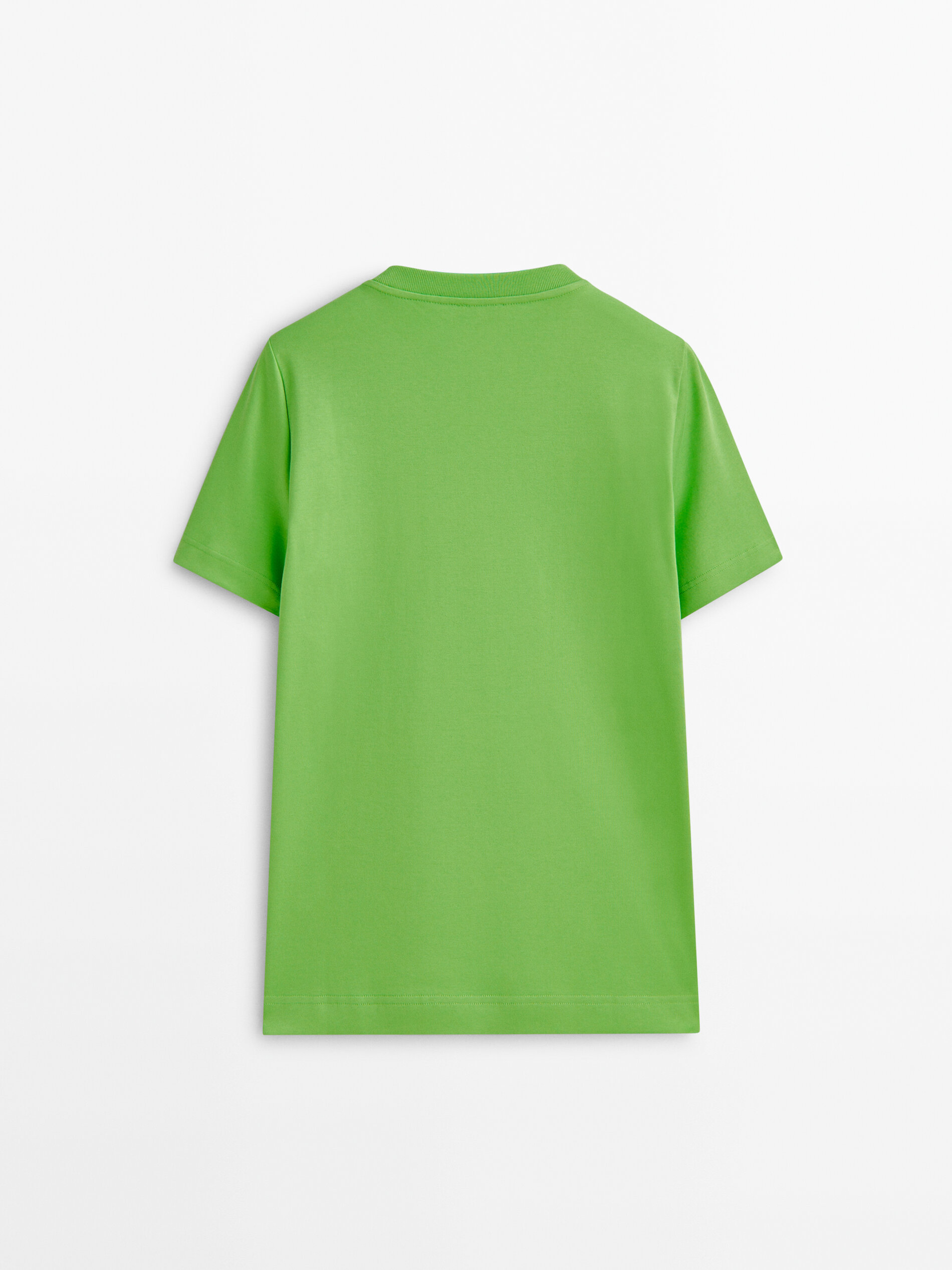 Camiseta de manga curta em algodão - PISTACHE