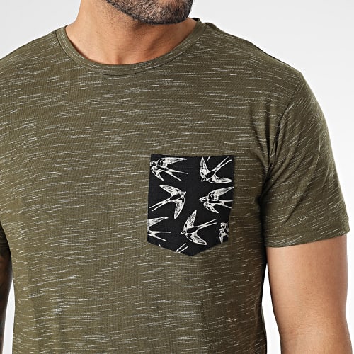 Tee Shirt Poche Blaine 40-042 Vert Kaki Chiné