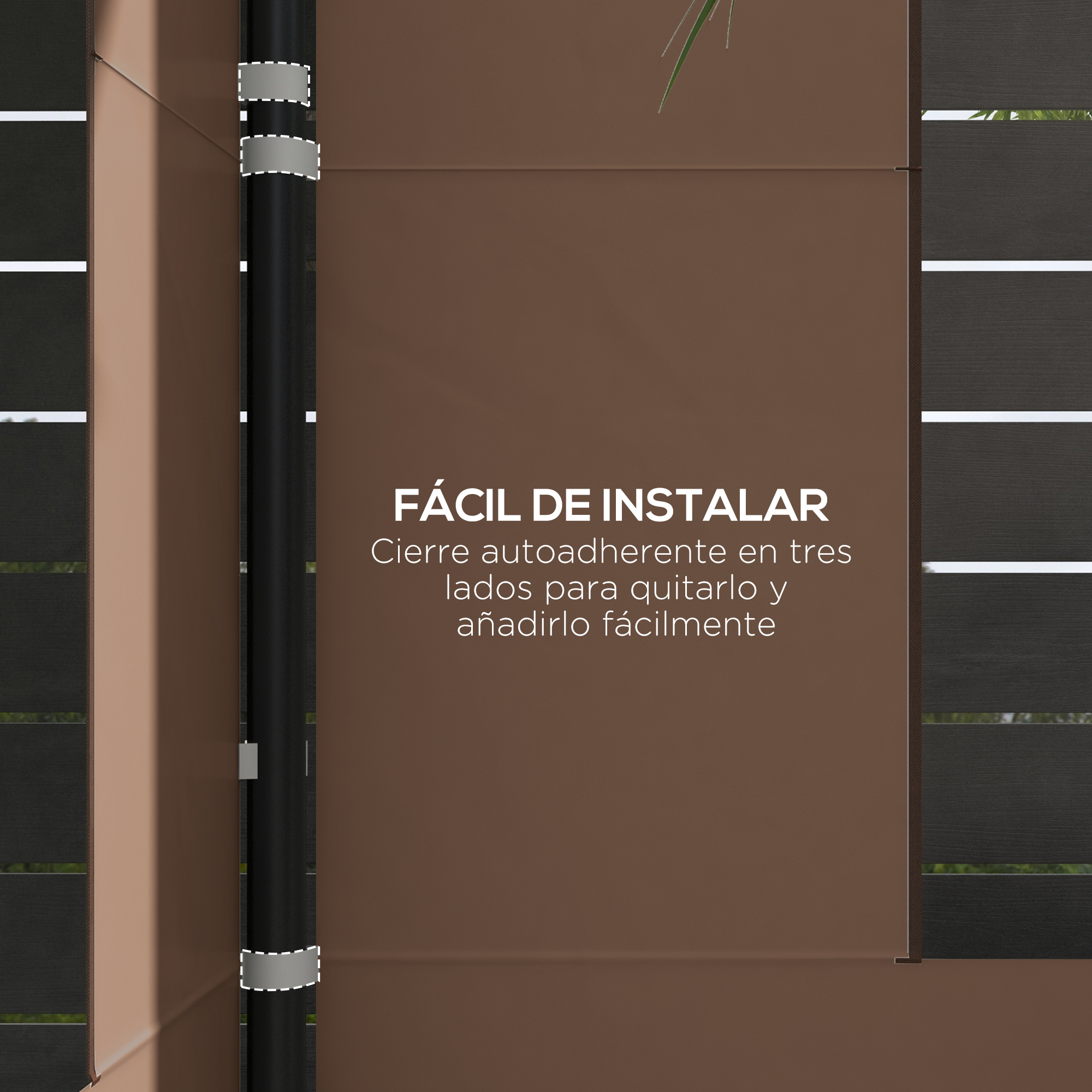 Paredes laterais de substituição Outsunny de 2 painéis, 295x195 cm, em tecido Oxford, com janela, para tendas de 6x3 m e 3x3 m, castanhas.