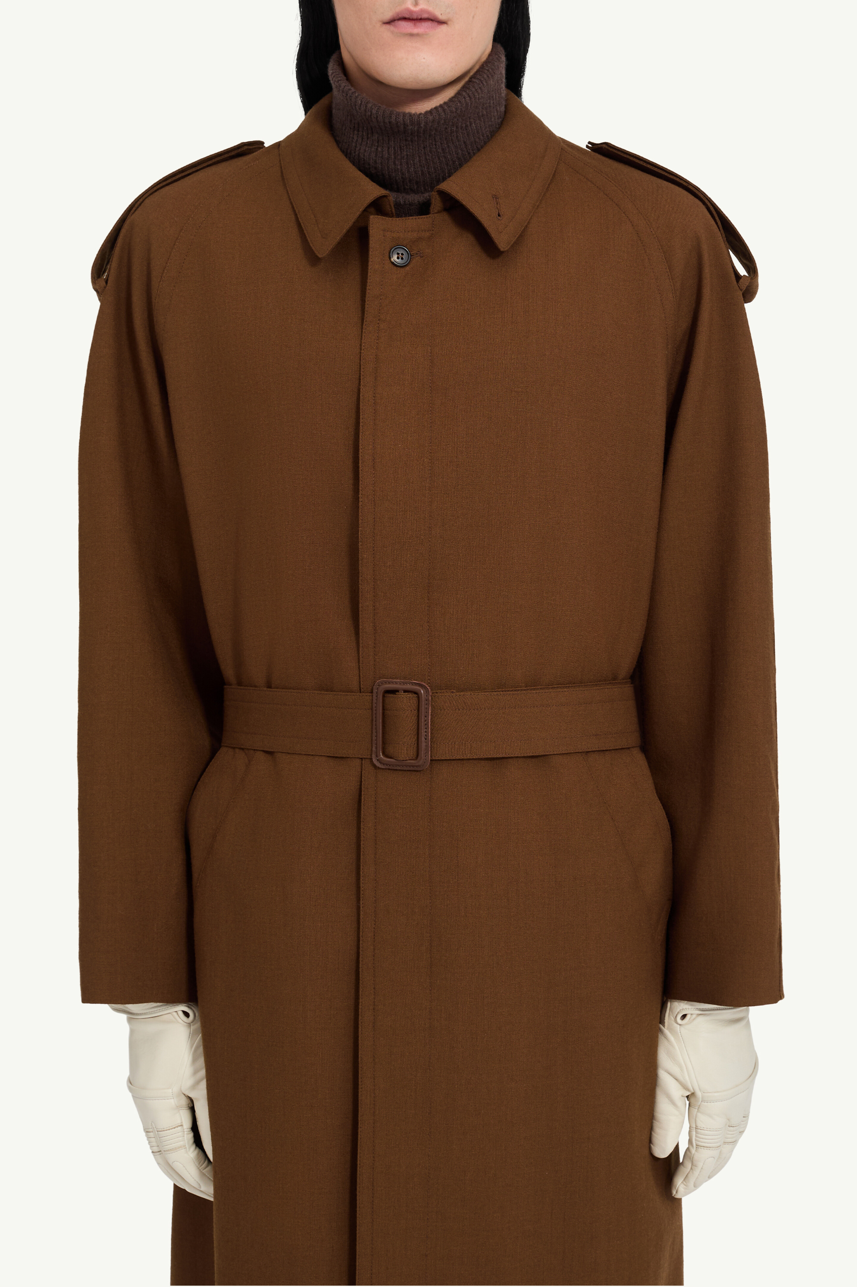 Trench en laine vierge pour homme | MM6 Brun