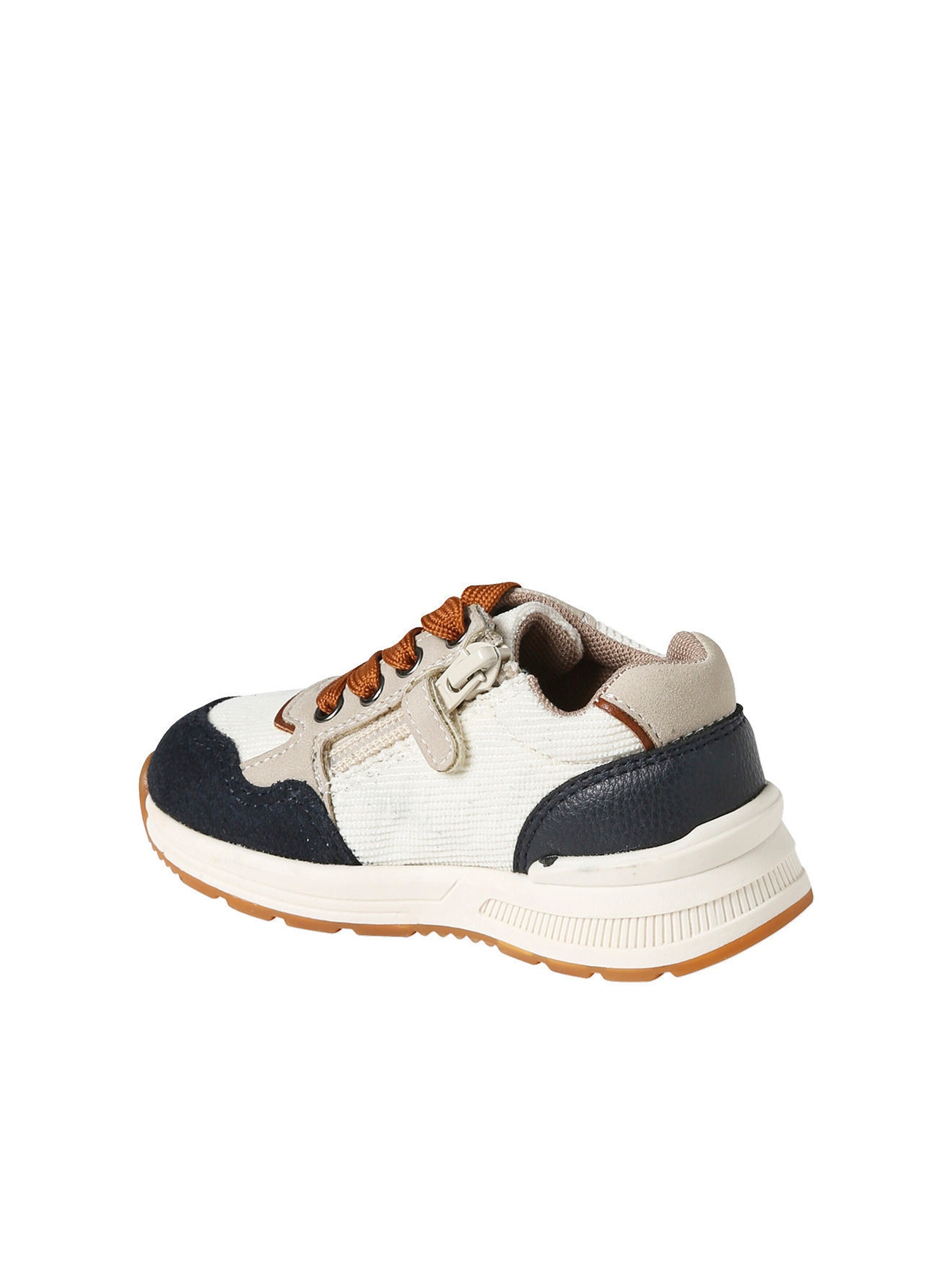 Vertbaudet Baby Sneakers mit Reißverschluss weiß/marine/braun