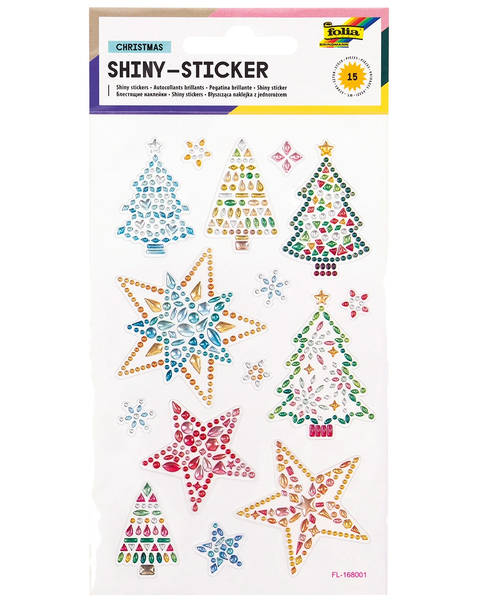 Shiny-Sticker WEIHNACHTSBÄUME 15-teilig in bunt