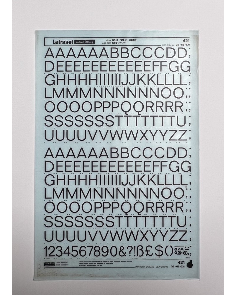 Letraset 421 - FOLIO LIGHT - 60pt