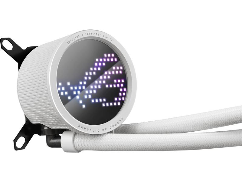 ASUS ROG Wasserkühlung Ryuo III 360 ARGB White Edition All-in-One Flüssig-CPU-Kühler mit Anime Matrix-OLED und ROG ARGB Lüftern