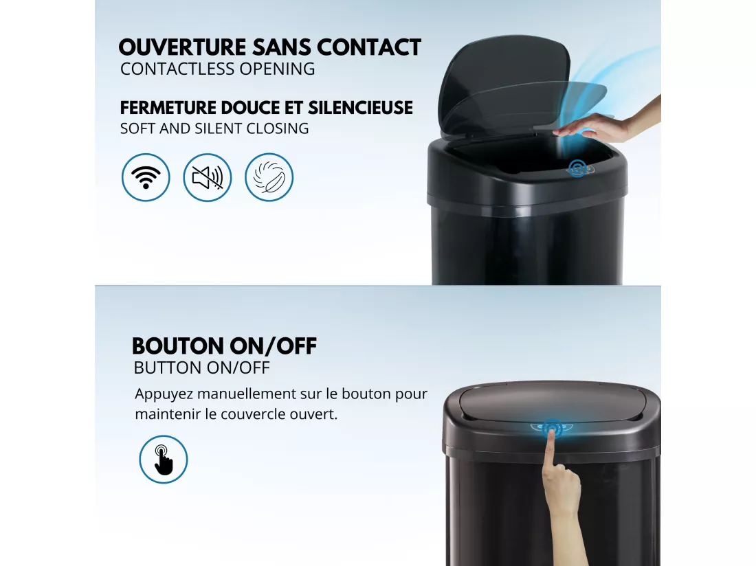 Poubelle de cuisine automatique MAJESTIC Noir Acier inoxydable 68 L