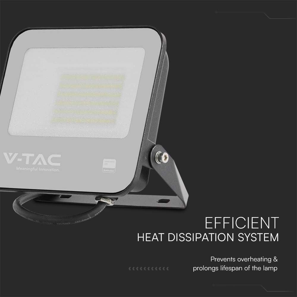 V-TAC VT-4455 - LED-koplamp - Zwart - 135lm/w - Samsung - IP65 - 50 Watt - 5740 Lumen -